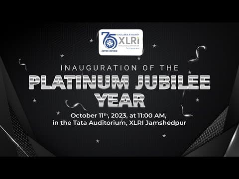 XLRI Jamshedpur Platinum Jubilee Year Inauguration Live Stream